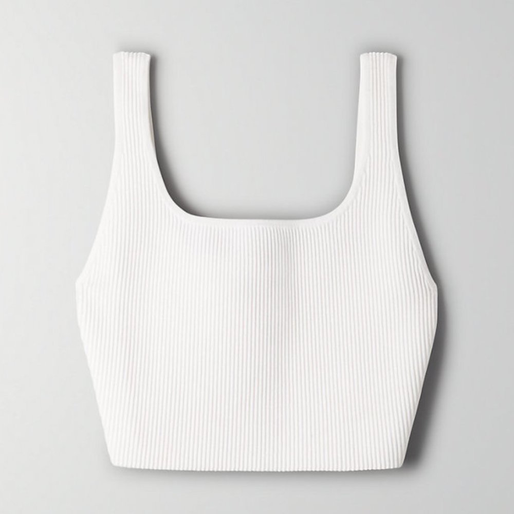 Babaton Sculpt Knit Cropped Tank in White